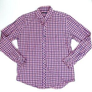 ZACHARY PRELL Red Blue Plaid Button-Up Long Sleeve‎ Shirt Men Size XL